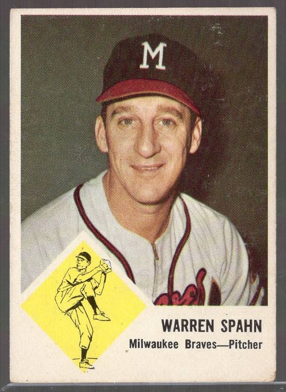 lot 1206 image: 1963 Fleer Warren Spahn #45 Milwaukee Braves HOFer
