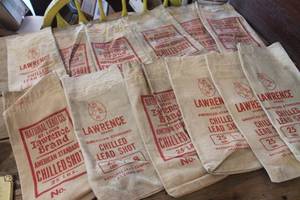 lot 4900 image: Vintage Lawrence Lead Shot Canvas Bags