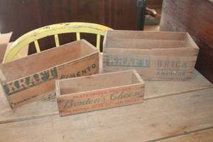 lot 4953 image: Antique Wood Cheese Boxes