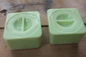 Vintage Jadeite Refrigerator Dishes w/lid some chips