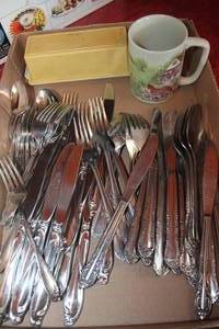 lot 5049 image: Flat of Misc. Silverware & More
