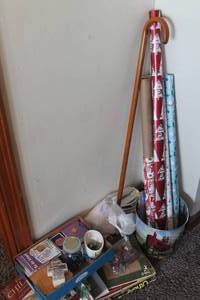 lot 5067 image: Contents of Corner, Games, Wood Cane & More