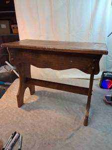 lot 2 image: Wood Side Table with Painted Floral Design