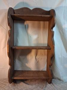 lot 7 image: Wood Wall Shelf with Curved Top 3-Tier 28 Inches Tall