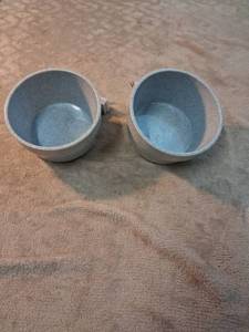 lot 72 image: Pair of dog watering bowls with Wall Mount Brackets