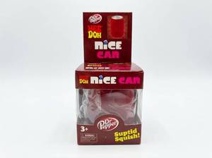 lot 67 image: Schylling Dr. Pepper NeeDoh Nice Can Squishy Toy, Red Can Shape, Boxed