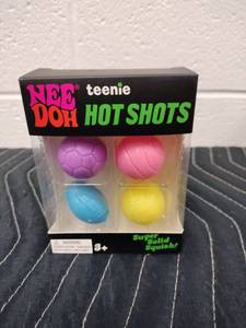 lot 71 image: Schylling Nee Doh Teenie Hot Shots Super Solid Squish Sports Balls 4-Pack