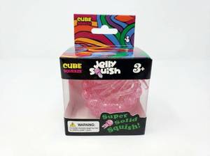 lot 94 image: Cube Squeeze Jelly Squish Pink Glitter Jellyfish Squeeze Toy Ages 3