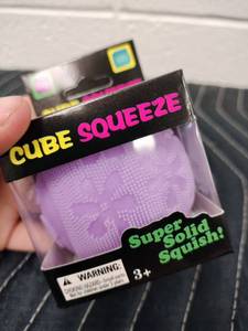 lot 121 image: Cube Squeeze Super Solid Squish Purple Textured Squeeze Toy, Ages 3