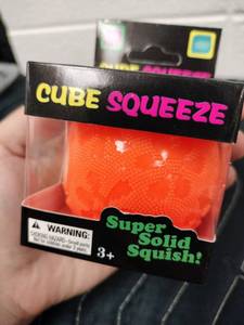 lot 123 image: Cube Squeeze Super Solid Squish Orange Textured Squeeze Toy, Ages 3