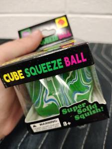 lot 124 image: Cube Squeeze Ball Super Solid Squish Green Marbled Squeeze Toy