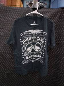 lot 9006 image: Zion Rootswear Johnny Cash Genuine American Graphic T-Shirt Size L Black