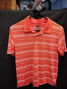 lot 9018 image: Slazenger Youth Golf Polo Shirt Size XL Orange White Striped