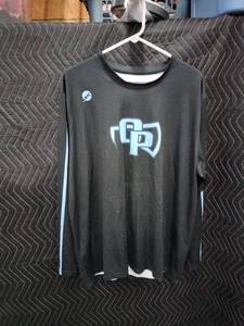 lot 9024 image: Siege Sports Mens 2X-Large Long Sleeve Athletic Shirt Black w Light Blue