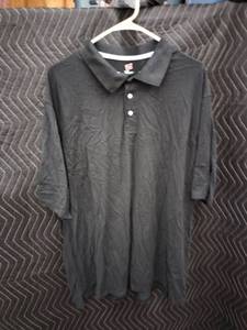 lot 9043 image: Hanes X-Temp Mens Polo Shirt Size 3XL Black Short Sleeve