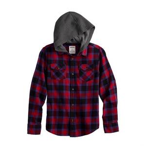 lot 9047 image: Sonoma Goods For Life Boys Plaid Flannel Hooded Shirt XL