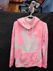 lot 9060 image: Flirtitude Active Pink Tie-Dye Hoodie & Drawstring Bottoms, Sizes S and L