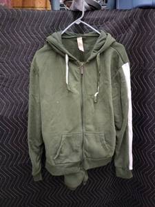 lot 9063 image: True Rock Olive Green Zip-Up Hooded Sweatshirt Size XXL w Sleeve Stripe