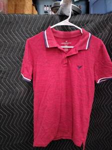 lot 9090 image: American Eagle Outfitters Flex Classic Fit Polo Shirt Size S Red Heather