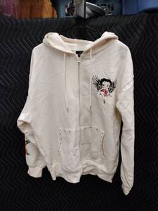 lot 9100 image: Fleischer Studios Betty Boop Angel Wings Zip-Up Hoodie Cream Size XL