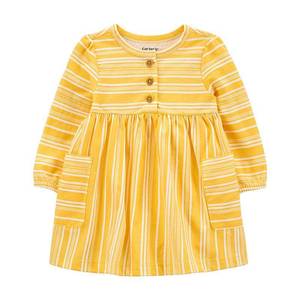 lot 9107 image: Carters Baby Girl Striped Long Sleeve Dress & Diaper Cover Set, 3M