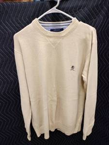lot 9114 image: Tommy Hilfiger Mens Crewneck Knit Sweater Size M 100% Cotton Pale Yellow - M