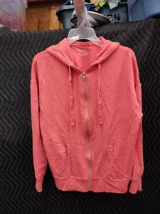 lot 9122 image: Time and Tru Girls Coral Pink Full-Zip Hooded Sweatshirt Size LG (12-14)