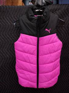 lot 9127 image: Puma Kids Puffer Vest Pink and Black Color Block Size M 1012