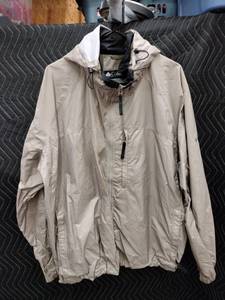 lot 9141 image: Columbia Mens XXL Hooded Zip-Front Windbreaker Jacket in Tan