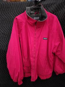 lot 9142 image: Lands End Mens Full-Zip Nylon Jacket Fleece Lined Pink Size XXL 50-52 Regular