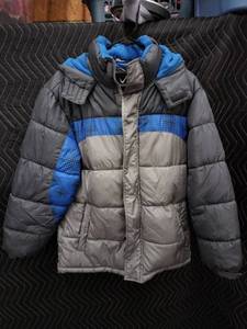 lot 9148 image: Vertical9 Kids Hooded Puffer Jacket Size L (1416) Gray & Blue