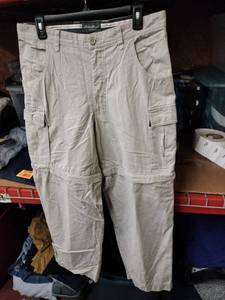 lot 501 image: Eddie Bauer Mens 34x30 Convertible Zip-Off Cargo Pants Khaki Cotton