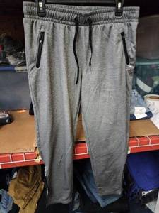 lot 518 image: BCG Gray Heather Jogger Sweatpants Size L w Zip Pockets & Drawstring