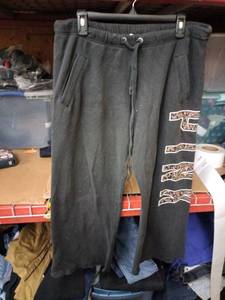 lot 533 image: PINK Victorias Secret Womens Black Fleece Sweatpants Size M w Leopard Logo