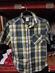 lot 561 image: Faded Glory Boys XL (14-16) Short Sleeve Plaid Button-Up Shirt