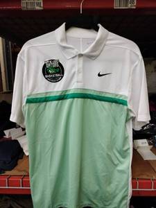 lot 574 image: Nike Dri-FIT Mens Polo Shirt Medium White & Green KIPP KC Legacy Gators - M
