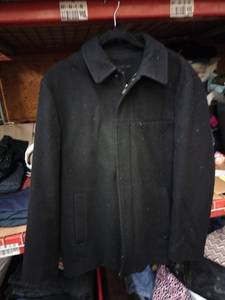 lot 583 image: Calvin Klein Mens Black Wool-Blend Zip-Front Jacket Size S