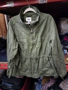 lot 589 image: Old Navy Olive Green Full-Zip Utility Jacket w Drawstring Waist Size XXL