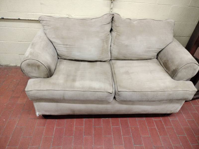 lot 25853 image: Upholstered Two-Seat Sofa with Rolled Arms