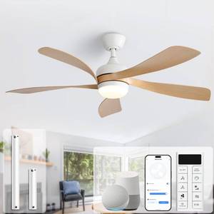 lot 1023 image: Sofucor 52 Inch Smart Ceiling Fan with Light 5 ABS Blades  Retail $168.99