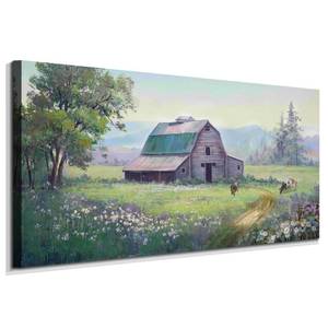 lot 1028 image: Acocifi Barn Picture Farmhouse Wall Art Rustic Landscape 48x24 In  Retail $88.90