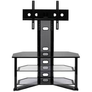 lot 1014 image: Z-Line Designs 3-Tier Glass TV Stand with Mounting Bracket and Perforated Metal Column