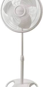 lot 1043 image: Lasko Adjustable Height Pedestal Stand Fan w Round Base