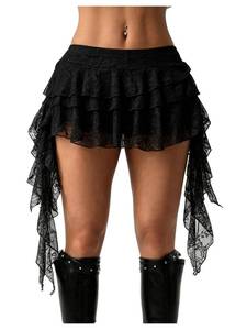 lot 1011 image: EnchantingEssence Womens Y2K Mini Skirt Ruffle Lace Mesh SIZE 3XL