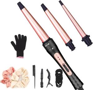 lot 1026 image: JAETON 3-in-1 Curling Iron Wand Set with Ceramic Barrels (missing heat glove)