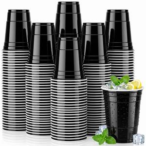 lot 1856 image: CAPHONT Black Plastic Cups 16 oz 150 Pack