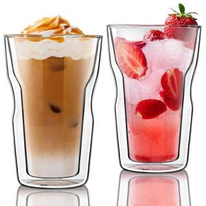 lot 1874 image: Joeyan Double Walled Glass Tumbler Set of 2, 16.9oz