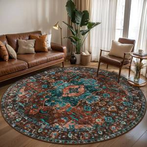 lot 1883 image: Ciicool 6ft Round Boho Area Rug