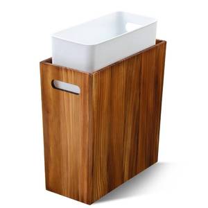 lot 1904 image: Coeusy 3 Gallon Wood Trash Can with Liner