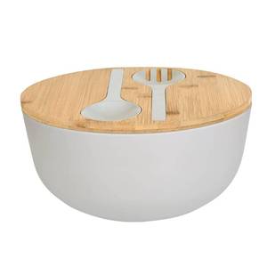 lot 1906 image: LOVYANXUE Bamboo Fiber Salad Bowl with Servers Set 9.8in